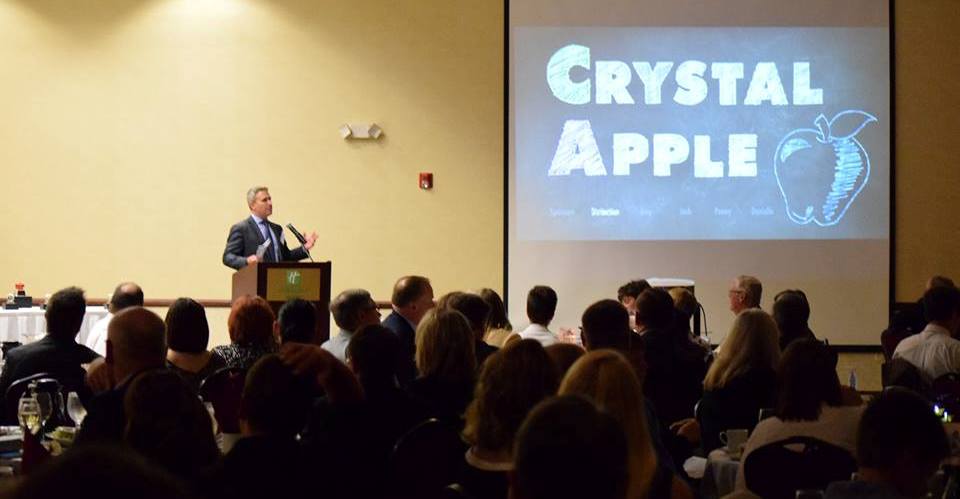 Ministry Saint Joseph’s Hospital President Brian Kief addresses the crowd at the 2015 Crystal Apple Awards Program.