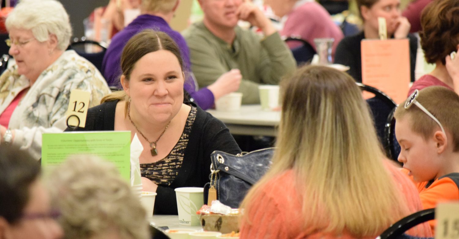 Angela Zbaracki smiles as she takes in the festivities at Marshfield’s Empty Bowls event on Saturday, March 12.