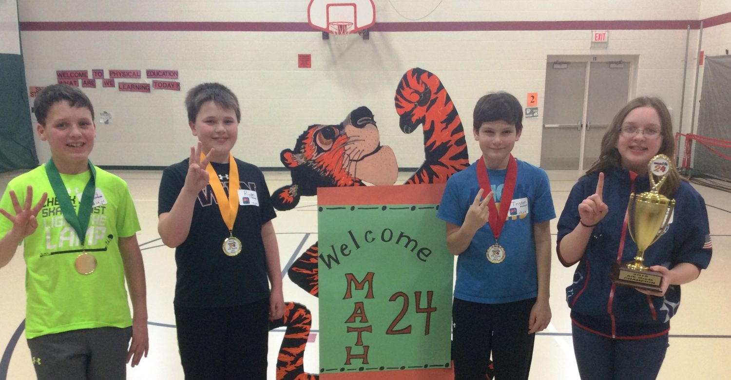 Grade six from right: champion, Tara Kracht (Washington); second place, Triston Reissmann (Grant); third place, Ryan Paulman (Grant); fourth place, Henry Hoerneman (Washington).