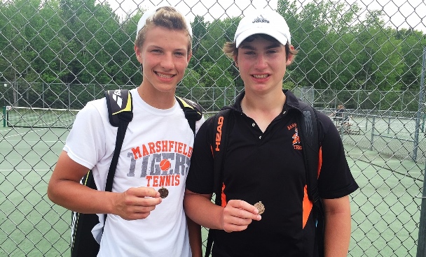Derek Reckner and Evan Fait boys tennis marshfield high school tigers wiaa division 1 state tournament