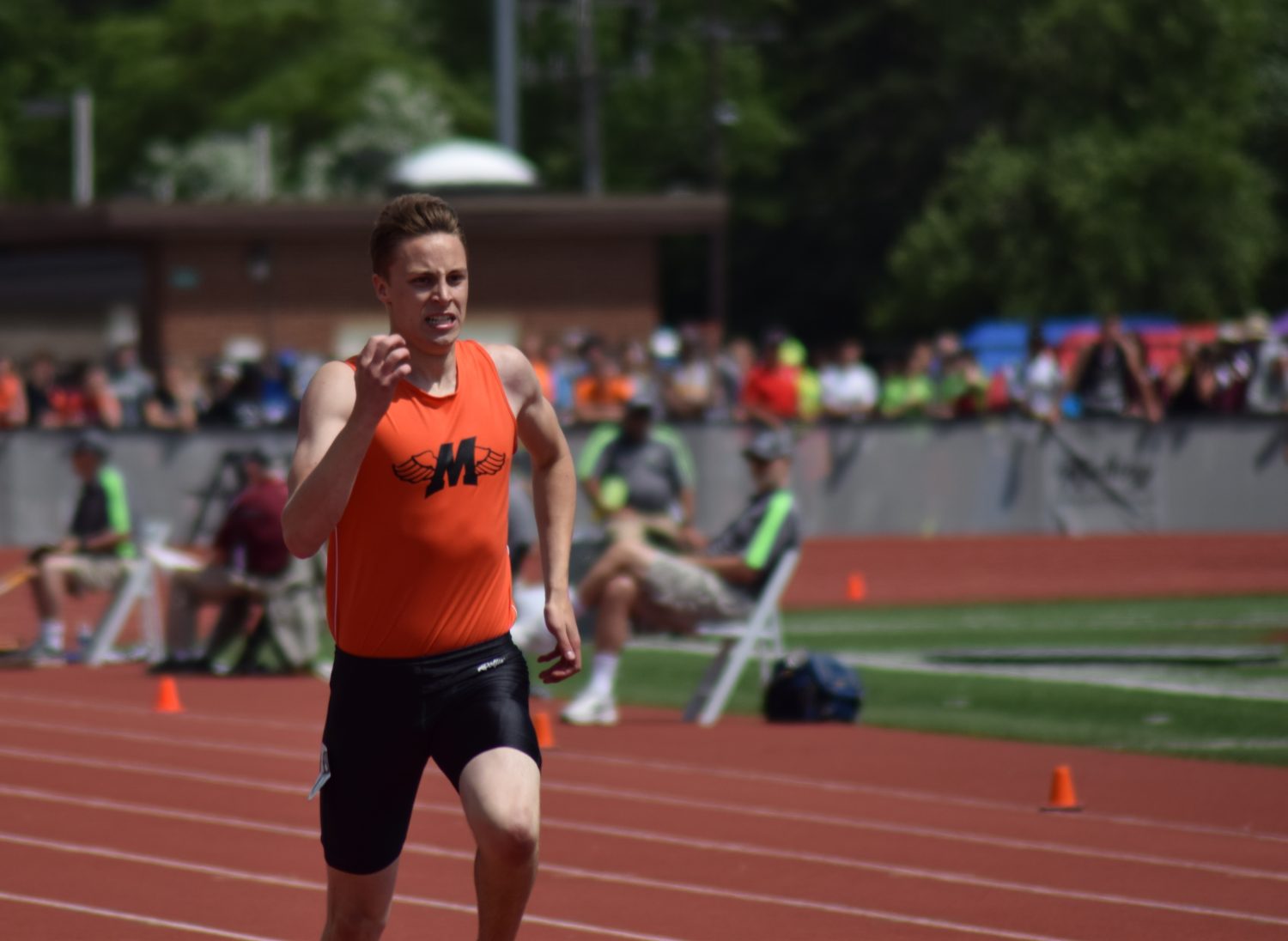 Calden Wojt runs the 400-meter dash at the 2016 WIAA State Track & Field Championships at the University of Wisconsin-La Crosse on Friday. He was 12th in 49.92 seconds, missing out on the final qualifying spot for Saturday by just 0.11 seconds.