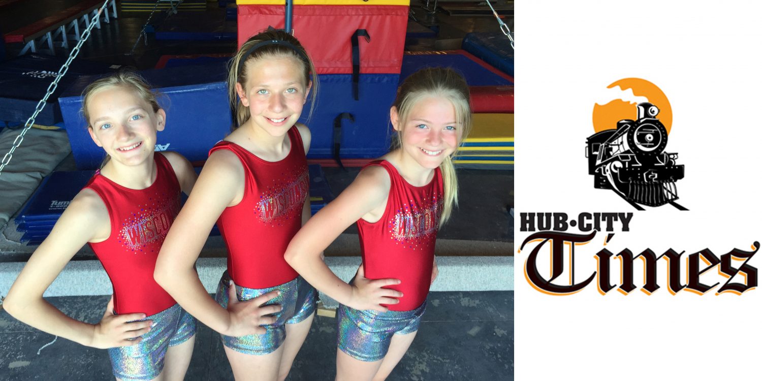 Members of the Marshfield Area Gymnastics Club team competing in the national tournament at Disney World in Orlando, Florida, this weekend are, from left, Rachel Lindner, Ashlyn Guldan, and Kayla Drexler.
