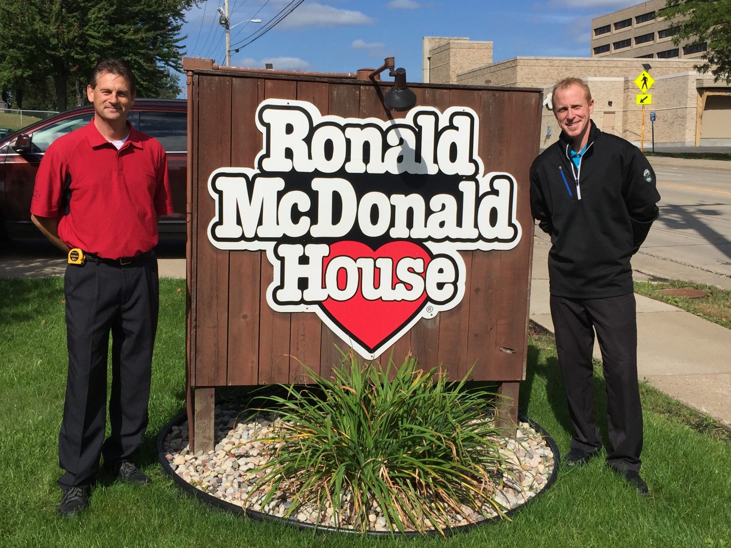 John Sikora (left) and C.W. Mitten IV (right) of Mittens Home Appliance made a special delivery to the Ronald McDonald House.
