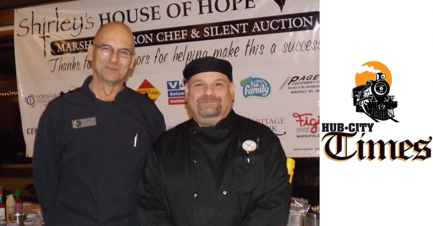 Chef Joe Jirschele, left, and his assistant Robert Kasten competed at the 2015 Marshfield Iron Chef Competition.