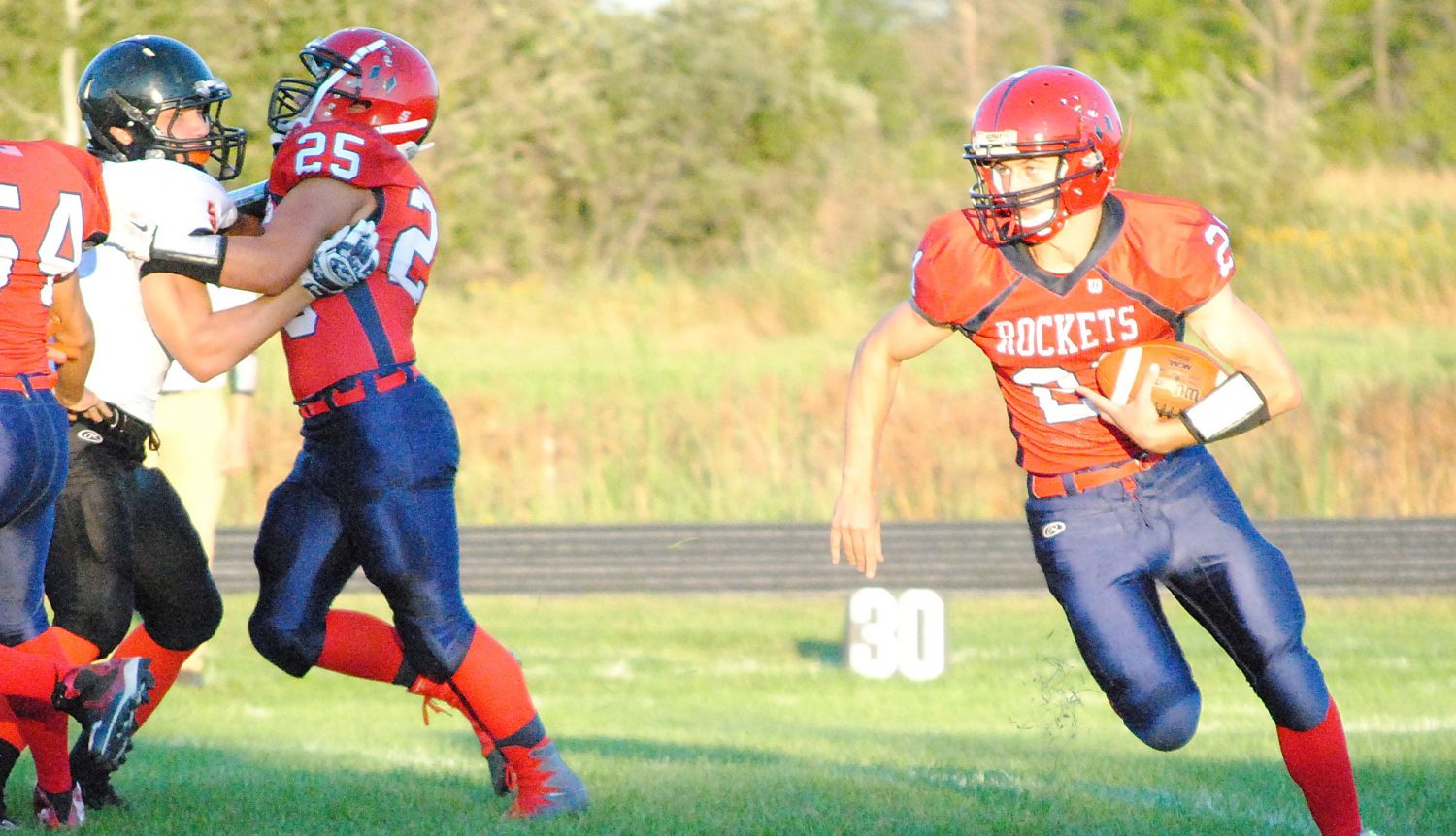 Spencer/Columbus running back Noah Zastrow, right, has scored a team-high 22 touchdowns this season. The Rockets host Bonduel in a WIAA Division 5 Level 1 playoff game Friday at Spencer High School.