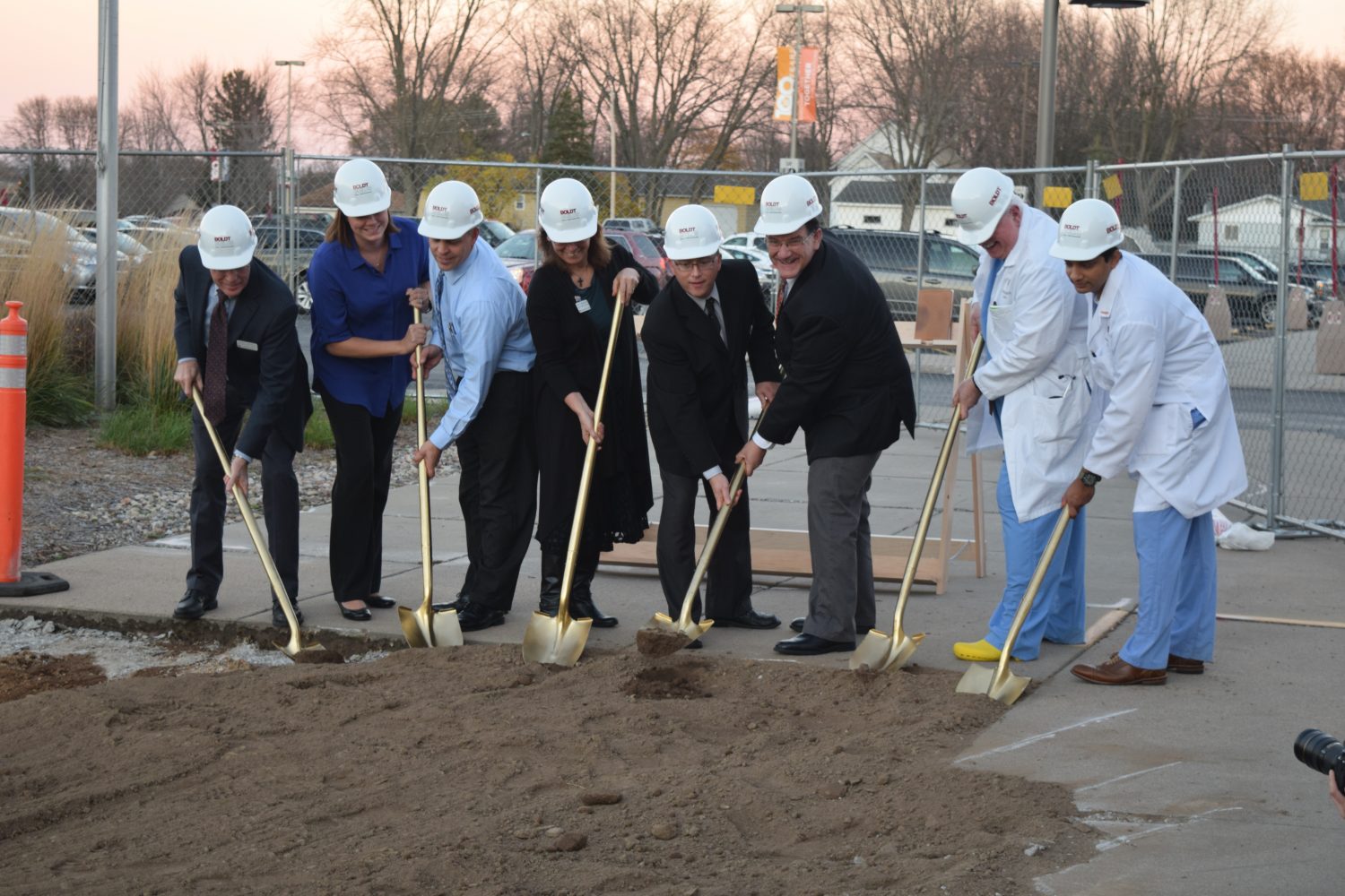 Marshfield Clinic facilitators and local officials turn the dirt on the clinic's latest addition on Nov. 8.