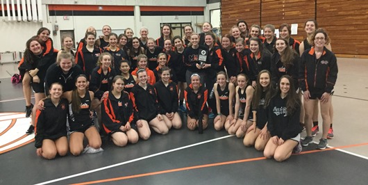 The Marshfield girls track and field team finished second at its home indoor relay meet on Tuesday.