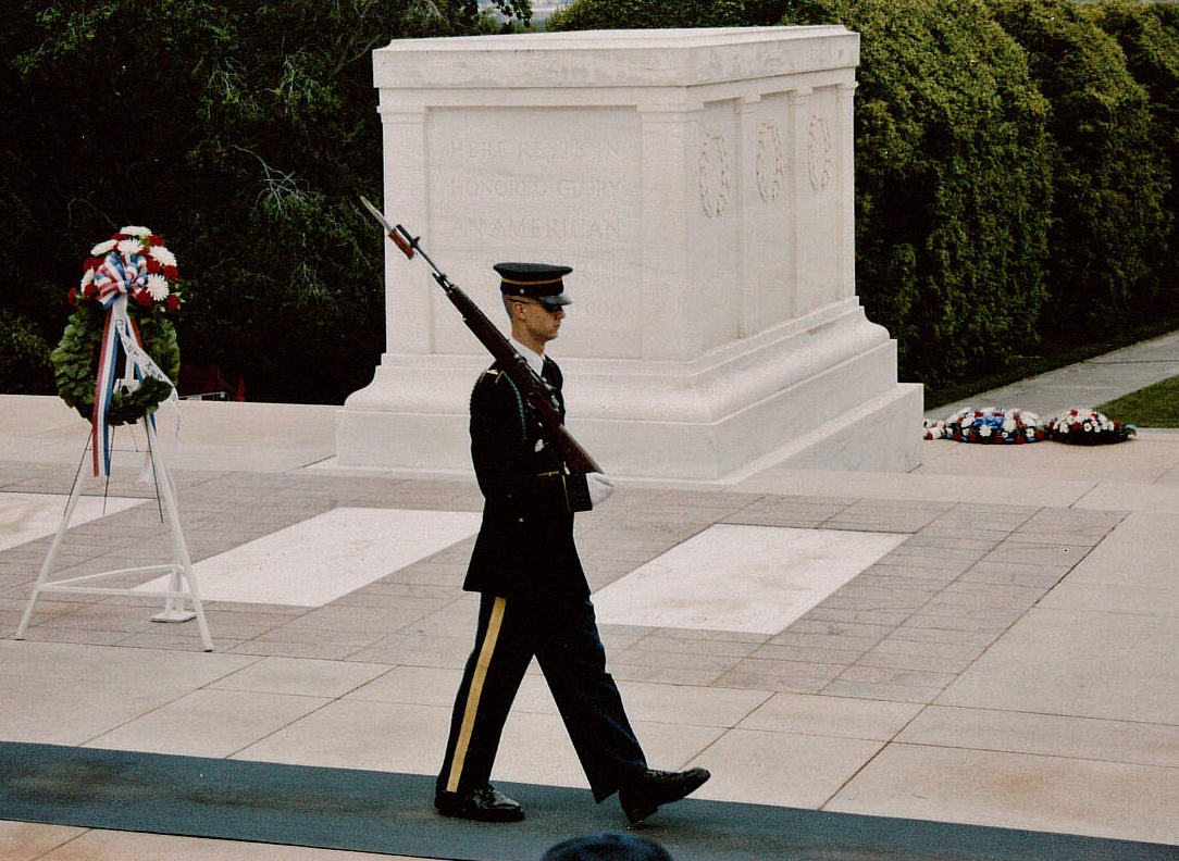 Guards patrol the Tomb of the Unknown Soldier at Arlington National Cemetary in Washington, D.C., 24 hours a day, 365 days a year.
