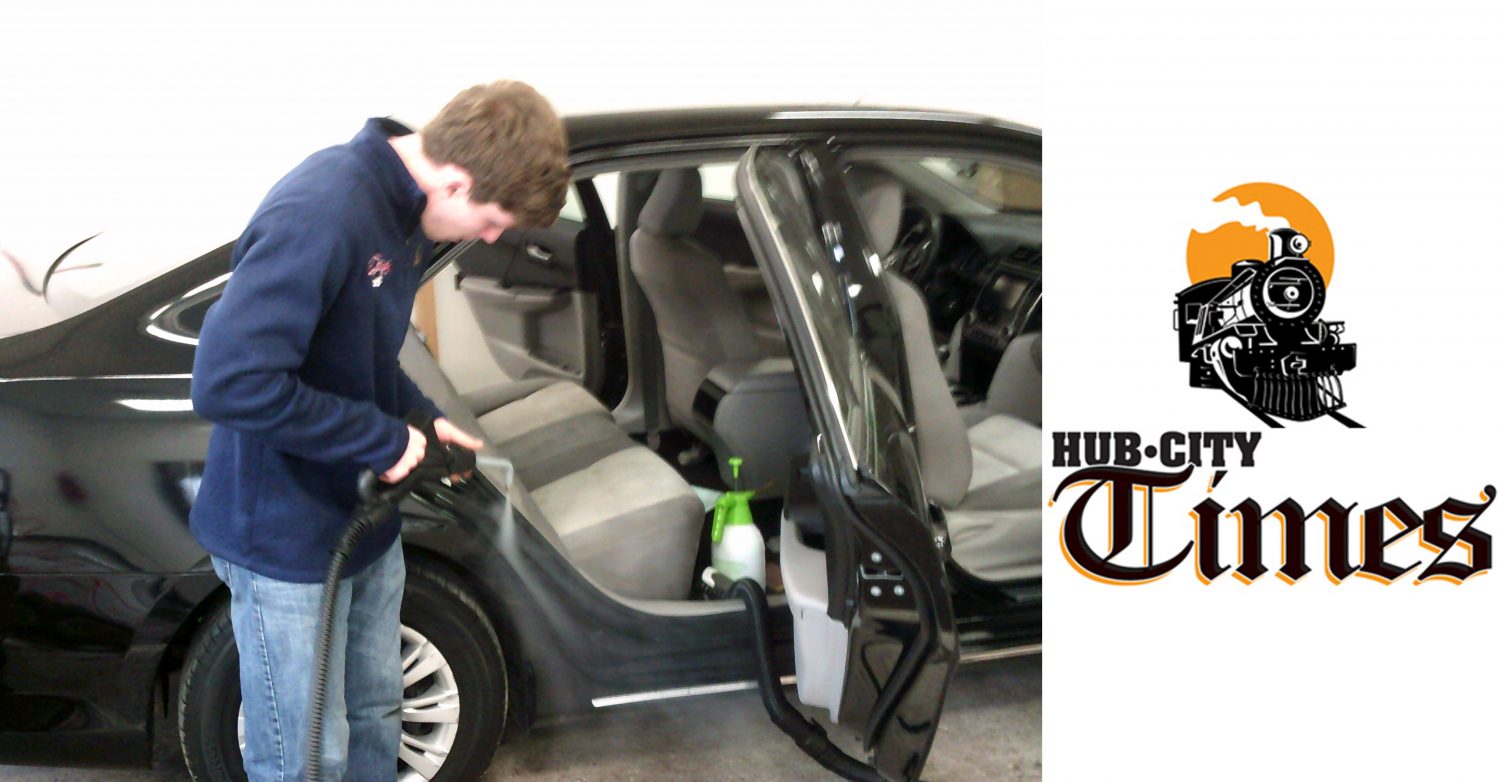 Tyler Gilbertson runs the vehicle detailing division for Suzzes Cleaning in Spencer.