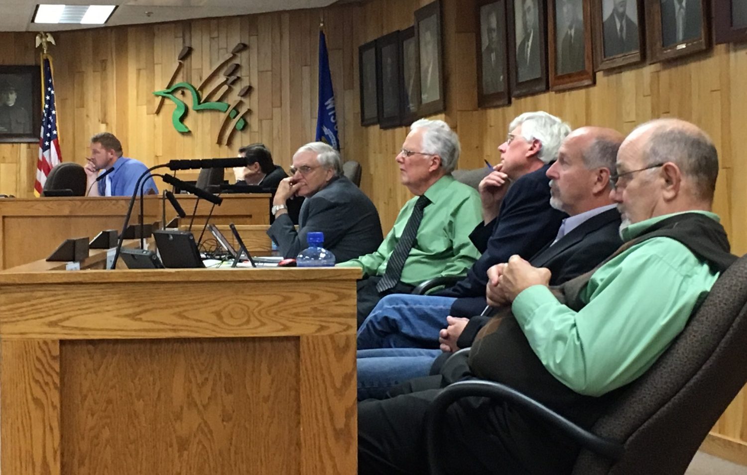 Marshfield Common Council members listen to discussion during the Oct. 10 regular meeting. The council gave cable television coordinator Tri-Media three days to obtain needed liability insurance to allow pulled Marshfield Community Television programs to continue airing.