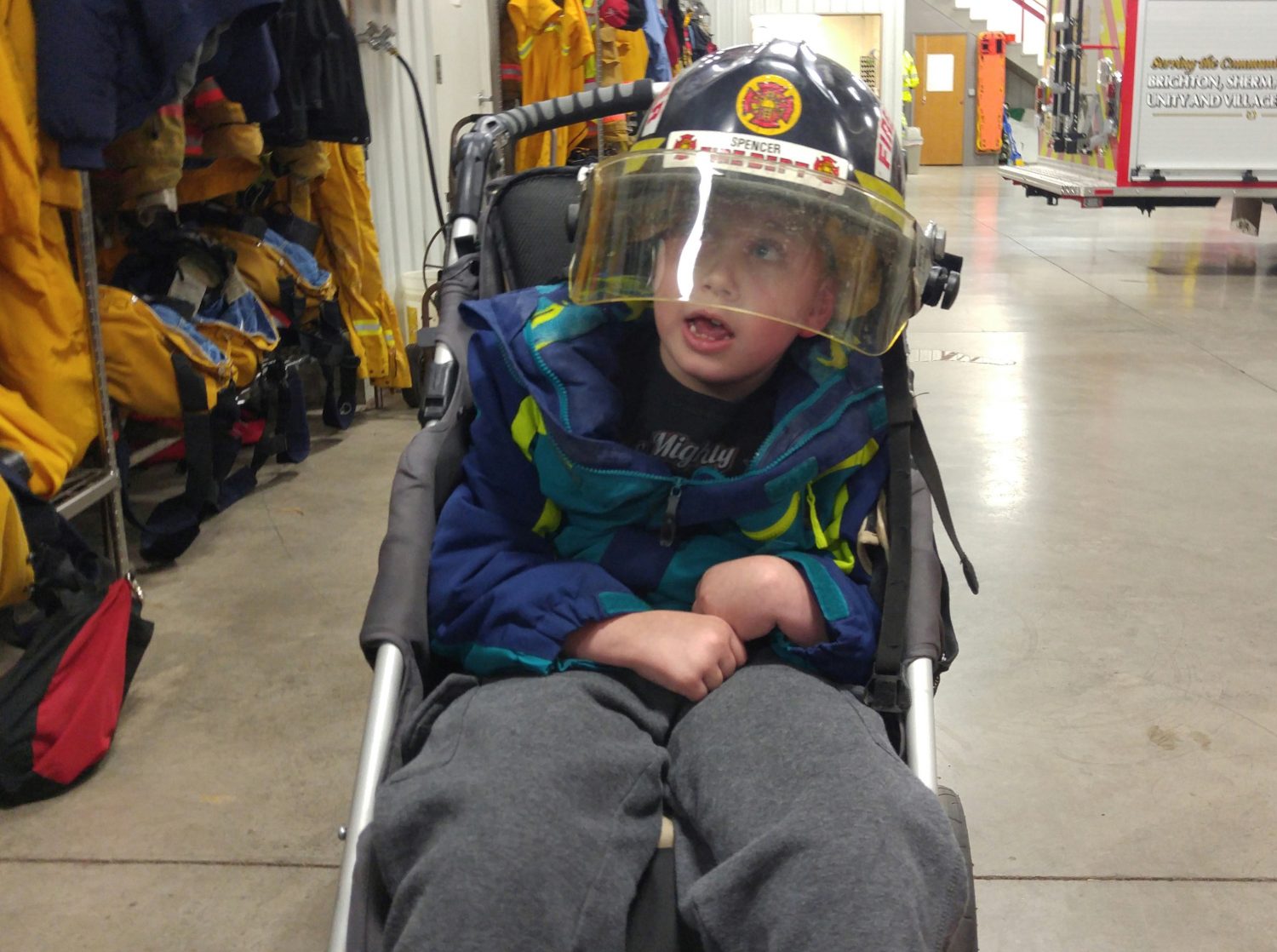Cameron Krall's dream of riding in a fire truck was fulfilled with a tour of the Spencer Fire Department and ride around Spencer on Oct. 24.